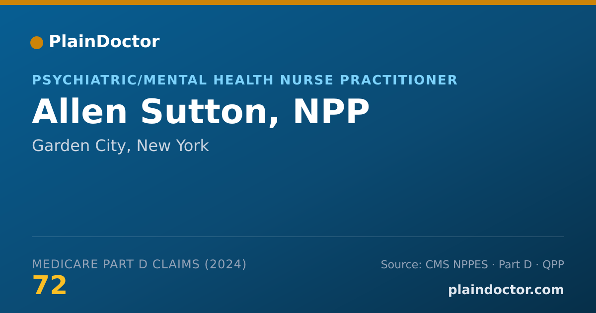 Shareable card for Allen Sutton, NPP - Psychiatric/Mental Health Nurse Practitioner, Garden City, NY