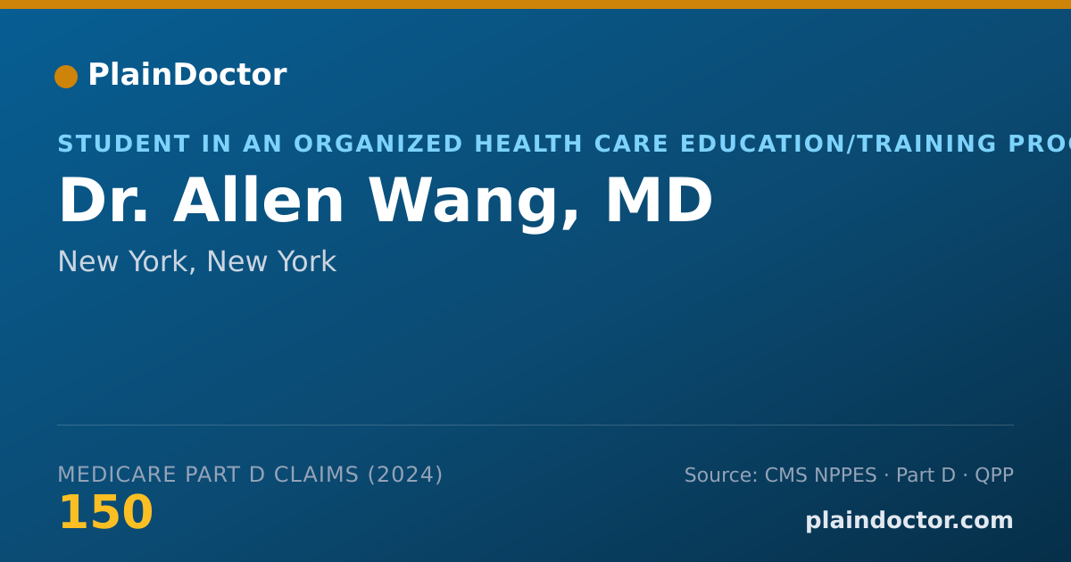 Shareable card for Allen Wang, MD - Student in an Organized Health Care Education/Training Program, New York, NY