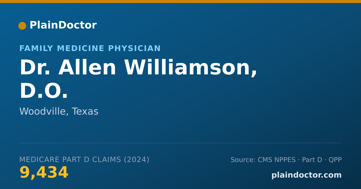 Shareable card for Allen Williamson, D.O. - Family Medicine Physician, Woodville, TX