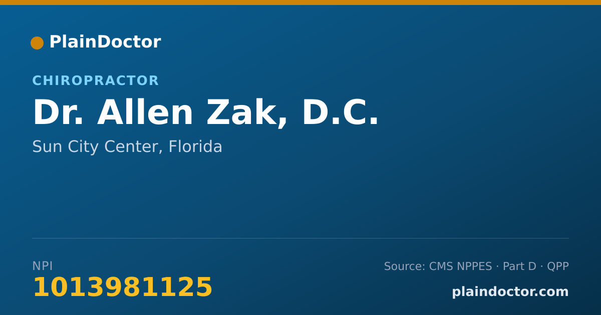 Shareable card for Allen Zak, D.C. - Chiropractor, Sun City Center, FL