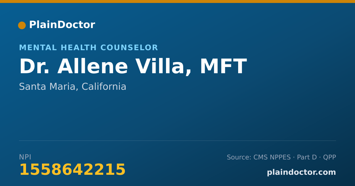 Shareable card for Allene Villa, MFT - Mental Health Counselor, Santa Maria, CA