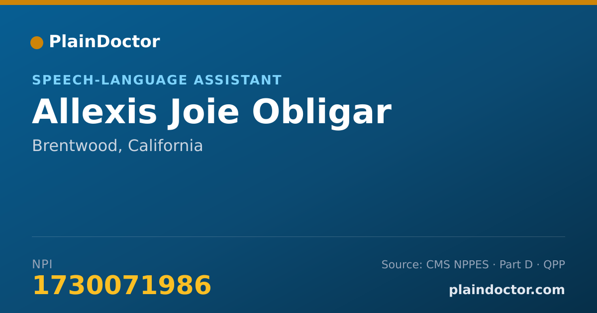 Shareable card for Allexis Joie Obligar - Speech-Language Assistant, Brentwood, CA