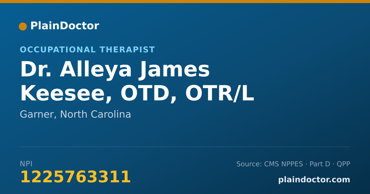 Shareable card for Alleya James Keesee, OTD, OTR/L - Occupational Therapist, Garner, NC