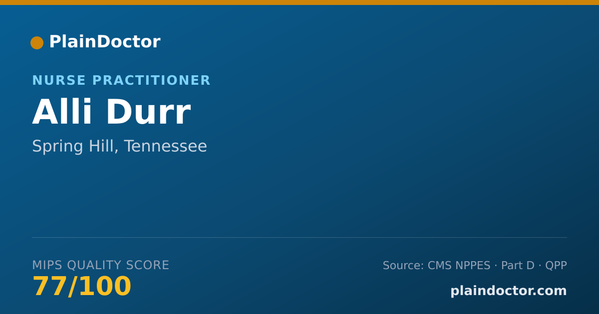 Shareable card for Alli Durr - Nurse Practitioner, Spring Hill, TN