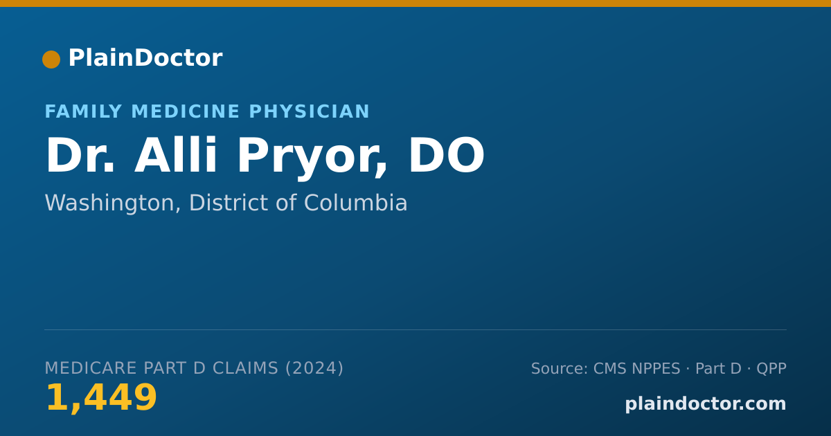 Shareable card for Alli Pryor, DO - Family Medicine Physician, Washington, DC
