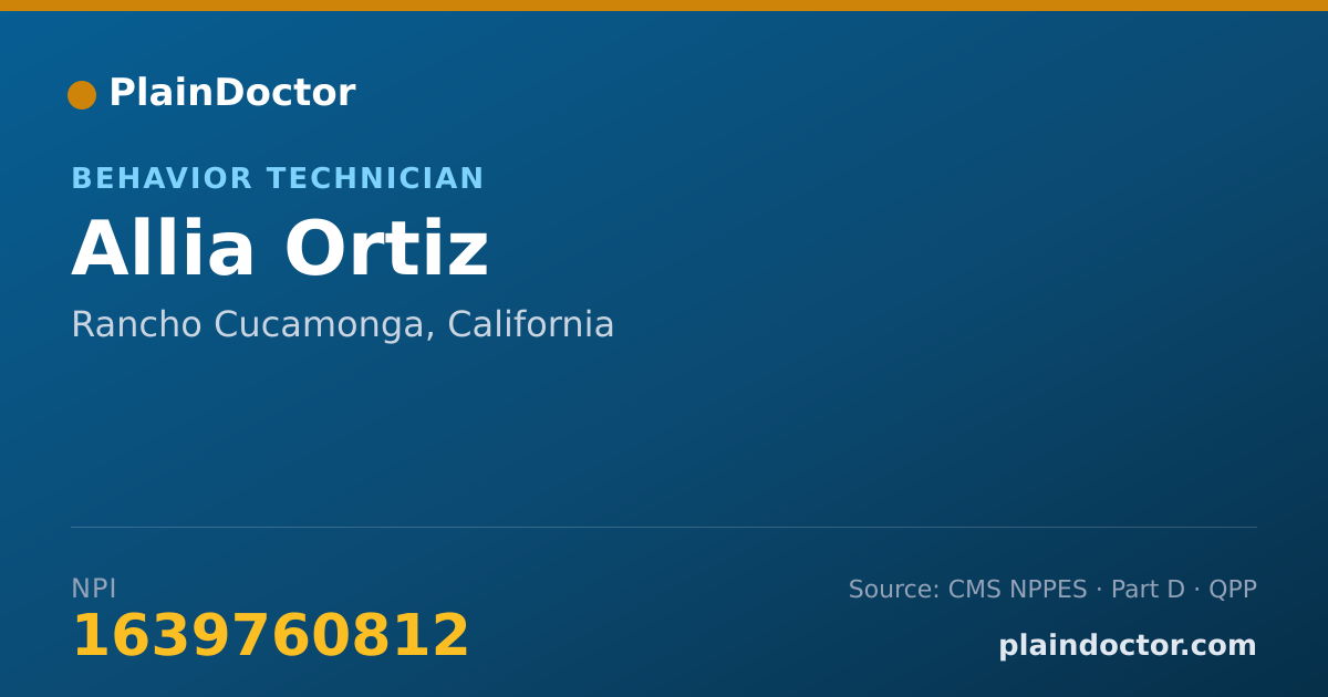 Shareable card for Allia Ortiz - Behavior Technician, Rancho Cucamonga, CA