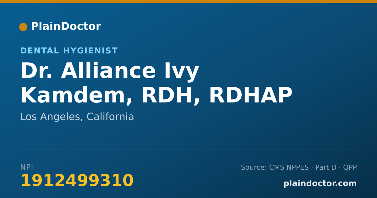 Shareable card for Alliance Ivy Kamdem, RDH, RDHAP - Dental Hygienist, Los Angeles, CA