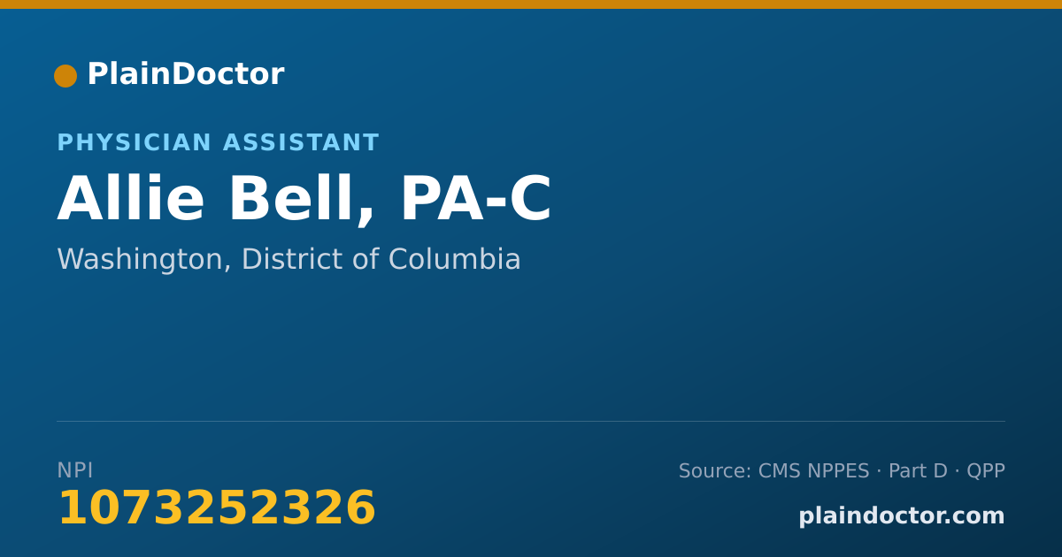 Shareable card for Allie Bell, PA-C - Physician Assistant, Washington, DC