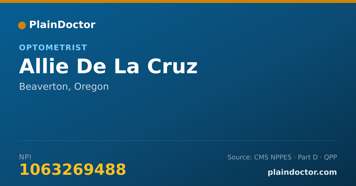 Shareable card for Allie De La Cruz - Optometrist, Beaverton, OR