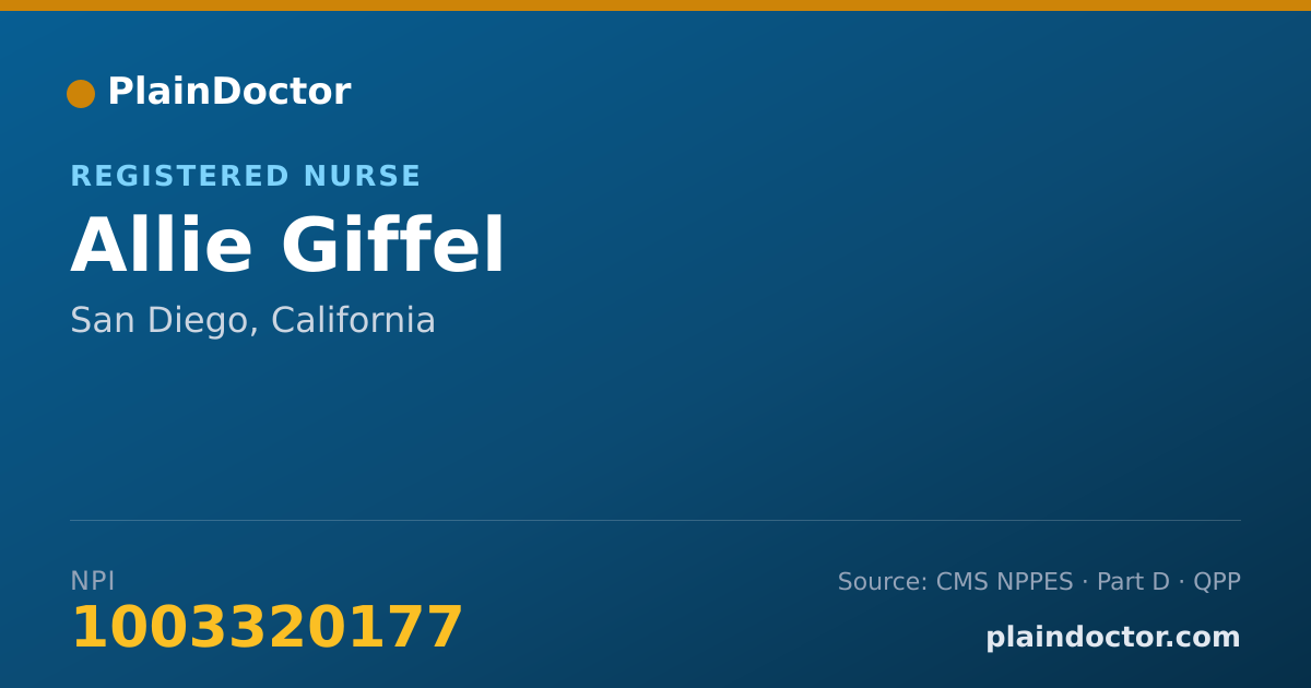Shareable card for Allie Giffel - Registered Nurse, San Diego, CA