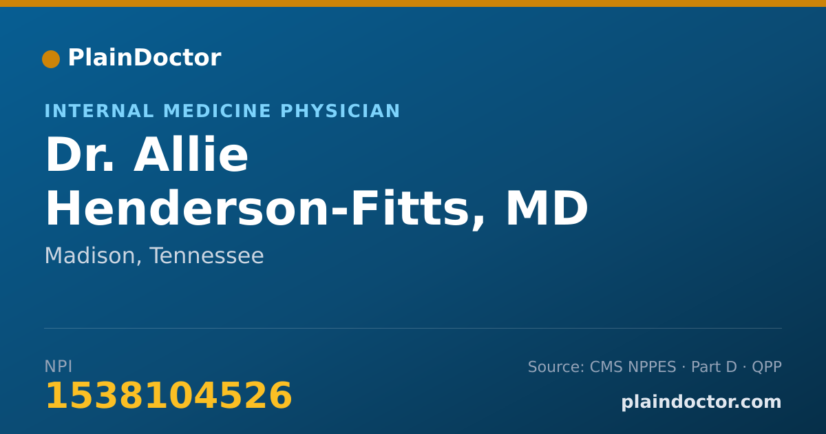 Shareable card for Allie Henderson-Fitts, MD - Internal Medicine Physician, Madison, TN