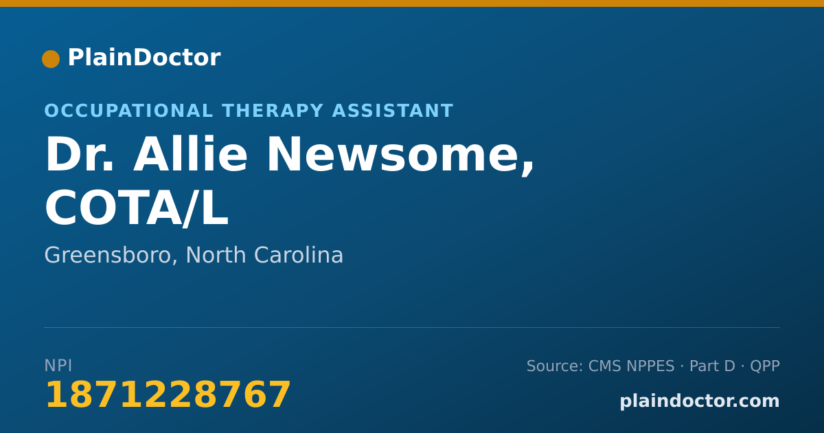 Shareable card for Allie Newsome, COTA/L - Occupational Therapy Assistant, Greensboro, NC