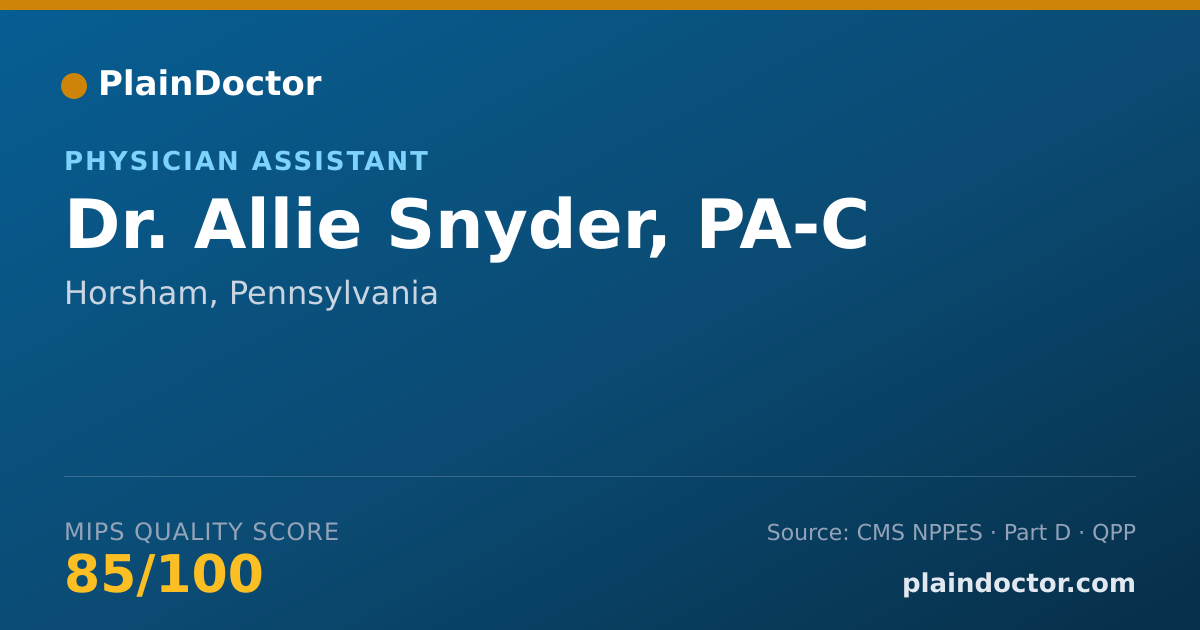 Shareable card for Allie Snyder, PA-C - Physician Assistant, Horsham, PA