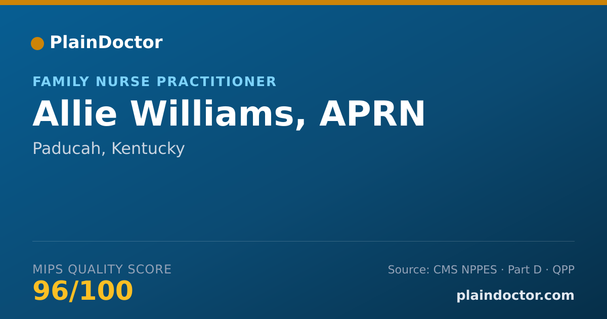 Shareable card for Allie Williams, APRN - Family Nurse Practitioner, Paducah, KY
