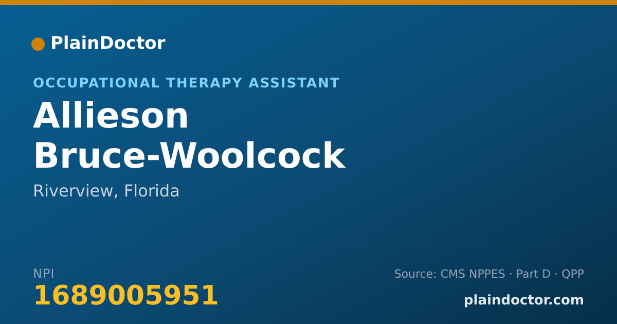 Shareable card for Allieson Bruce-Woolcock - Occupational Therapy Assistant, Riverview, FL
