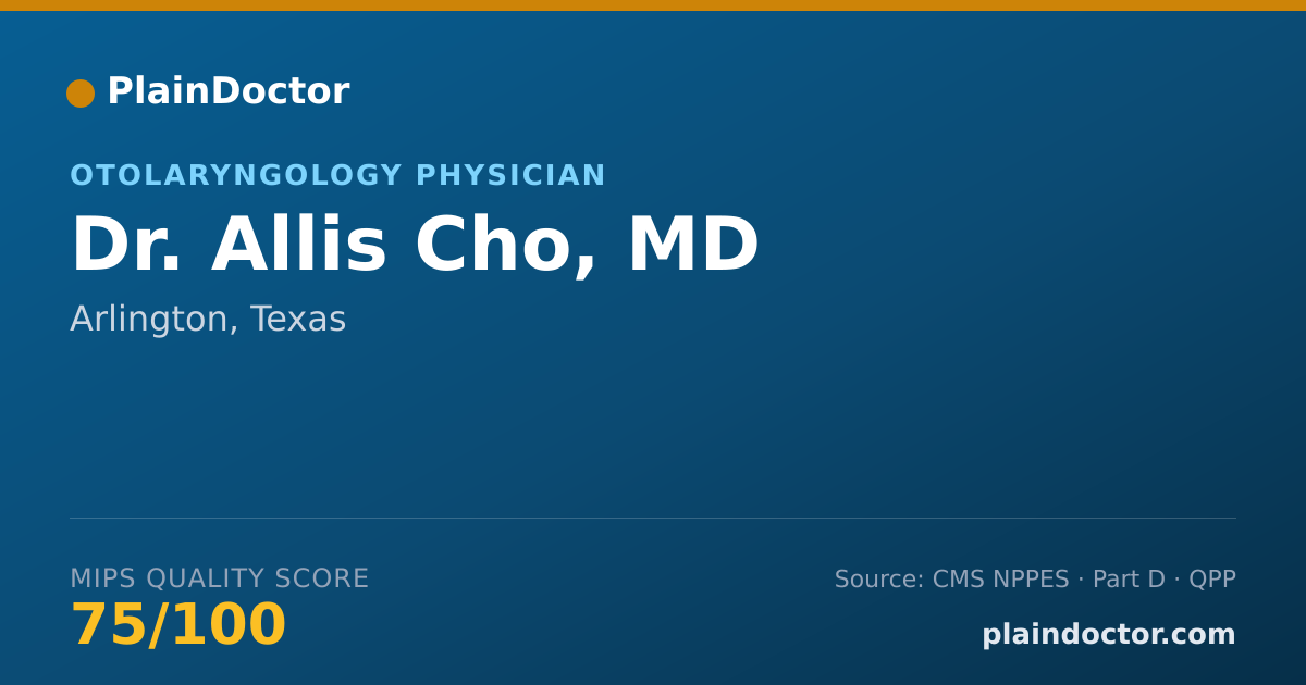 Shareable card for Allis Cho, MD - Specialist, Arlington, TX