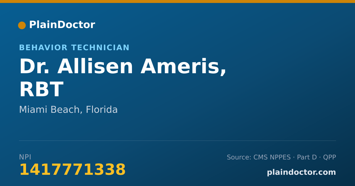 Shareable card for Allisen Ameris, RBT - Behavior Technician, Miami Beach, FL
