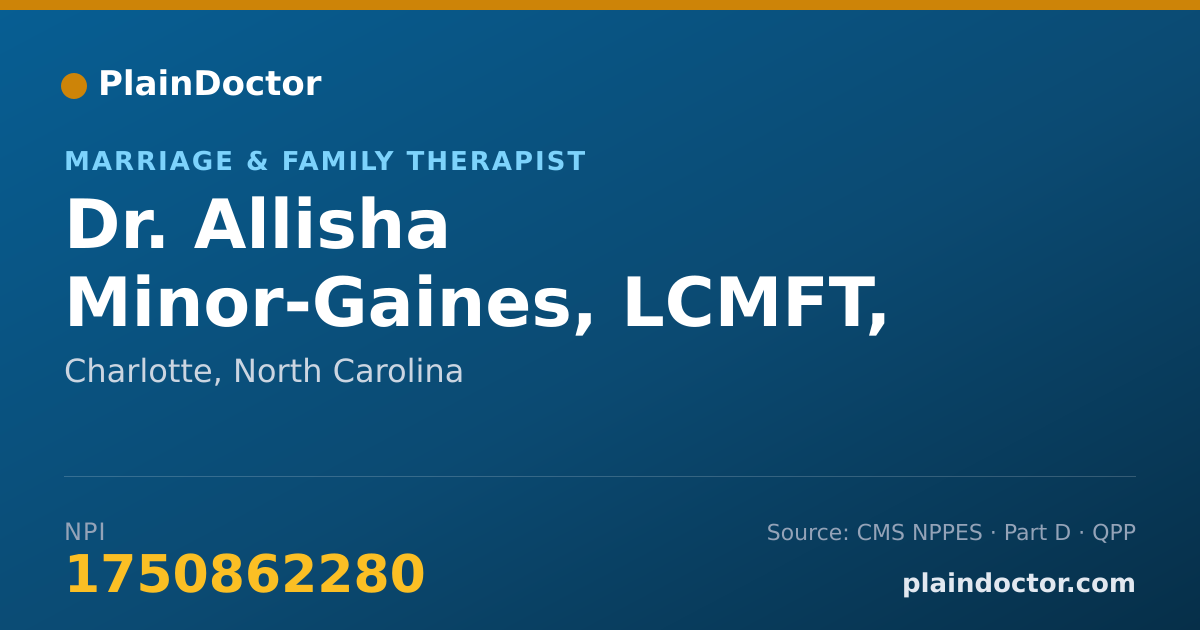 Shareable card for Allisha Minor-Gaines, LCMFT, LMFT - Marriage & Family Therapist, Charlotte, NC
