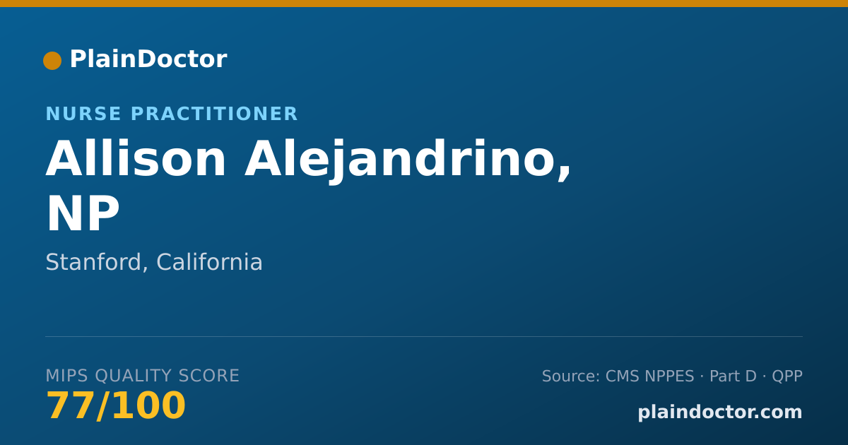Shareable card for Allison Alejandrino, NP - Nurse Practitioner, Stanford, CA