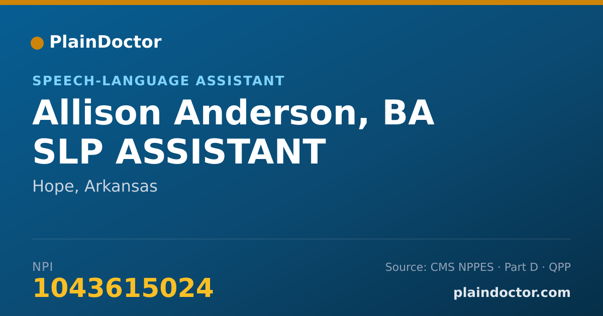 Shareable card for Allison Anderson, BA SLP ASSISTANT - Speech-Language Assistant, Hope, AR