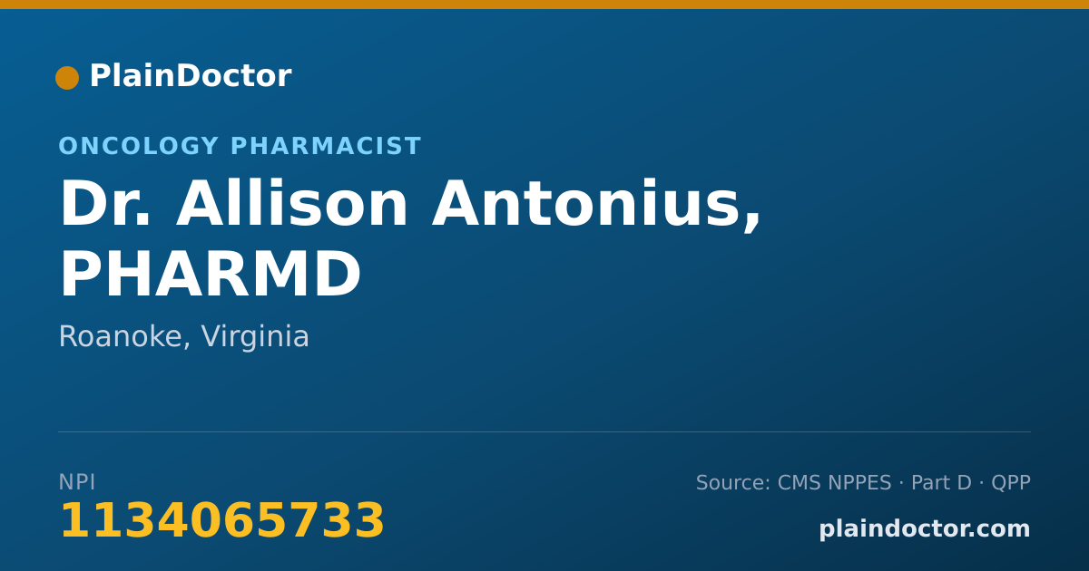 Shareable card for Allison Antonius, PHARMD - Oncology Pharmacist, Roanoke, VA