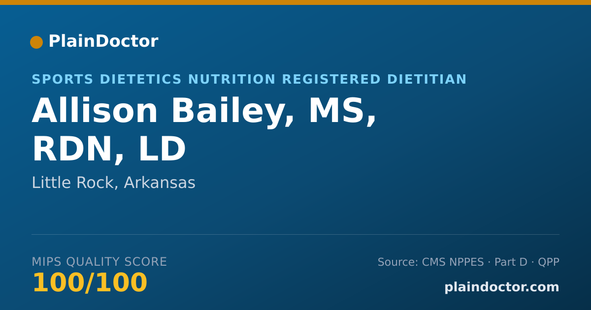 Shareable card for Allison Bailey, MS, RDN, LD - Sports Dietetics Nutrition Registered Dietitian, Little Rock, AR