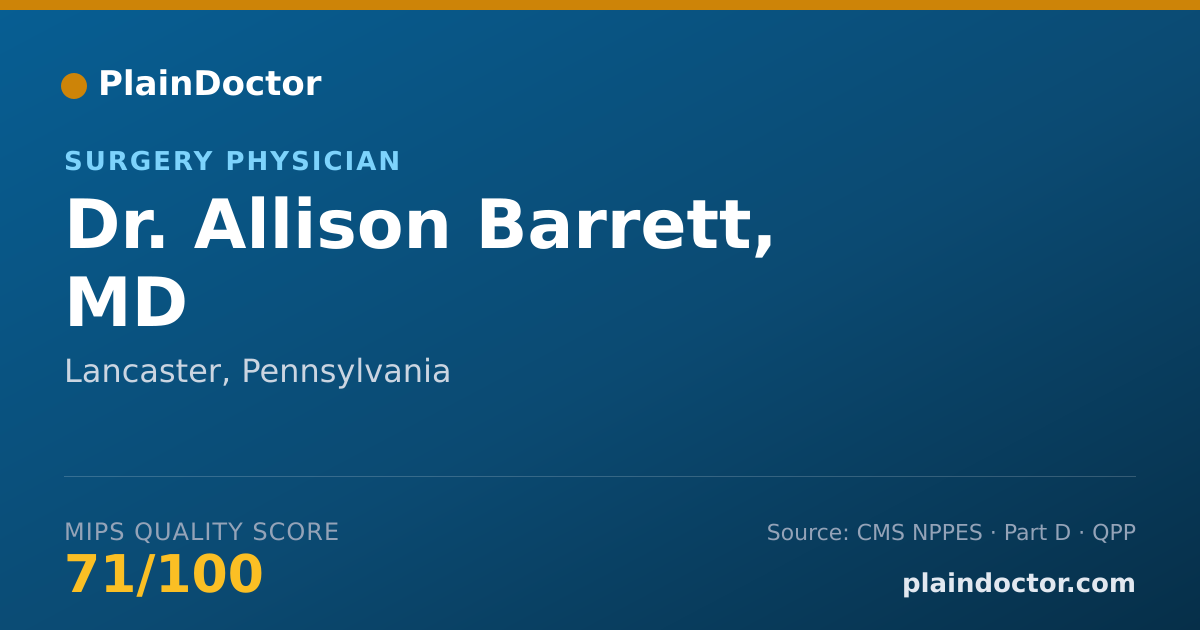 Shareable card for Allison Barrett, MD - Surgery Physician, Lancaster, PA