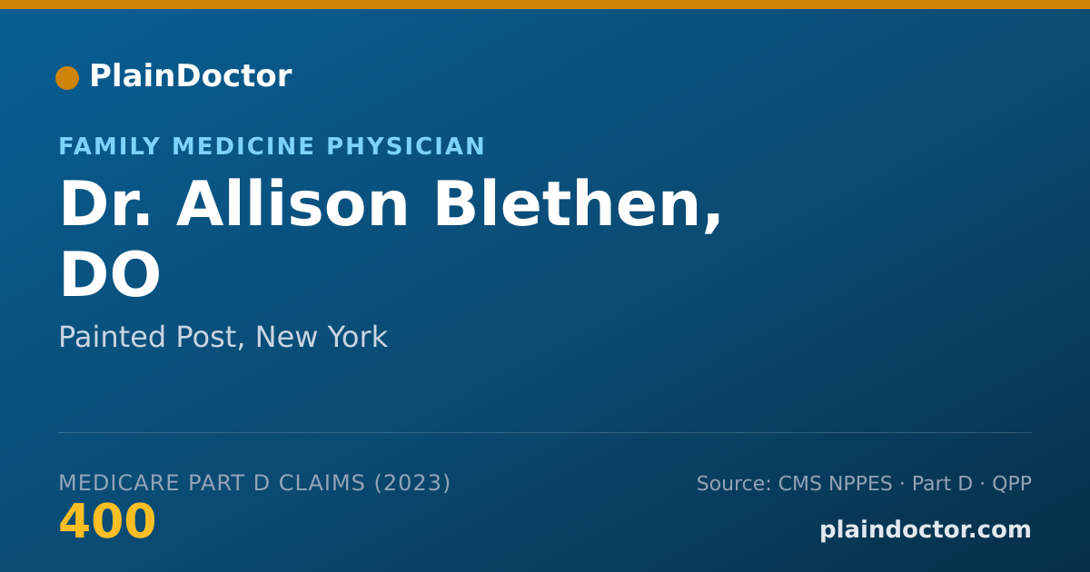 Shareable card for Allison Blethen, DO - Family Medicine Physician, Painted Post, NY