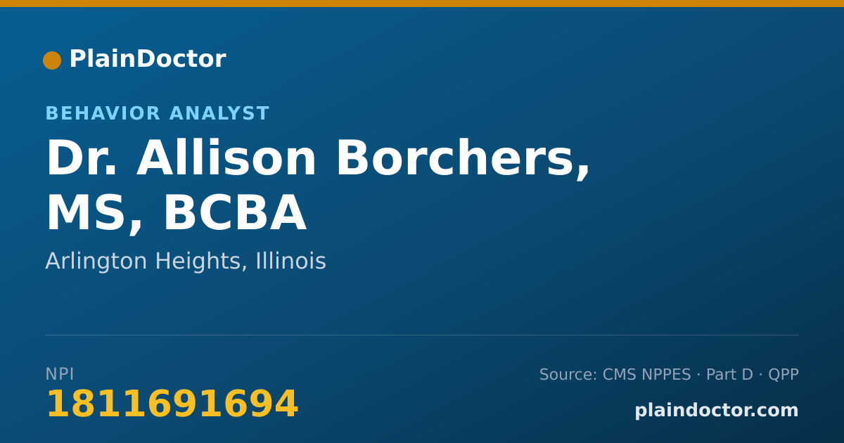 Shareable card for Allison Borchers, MS, BCBA - Behavior Analyst, Arlington Heights, IL