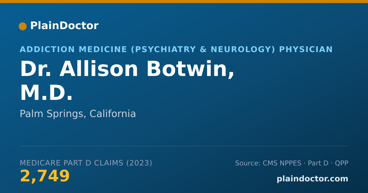 Shareable card for Allison Botwin, M.D. - Addiction Medicine (Psychiatry & Neurology) Physician, Palm Springs, CA