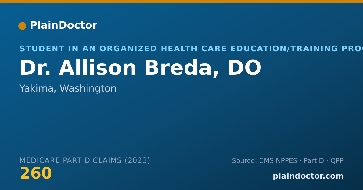 Shareable card for Allison Breda, DO - Student in an Organized Health Care Education/Training Program, Yakima, WA
