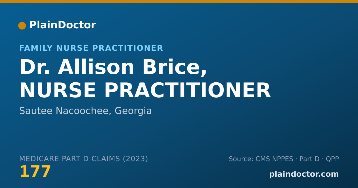 Shareable card for Allison Brice, NURSE PRACTITIONER - Family Nurse Practitioner, Sautee Nacoochee, GA