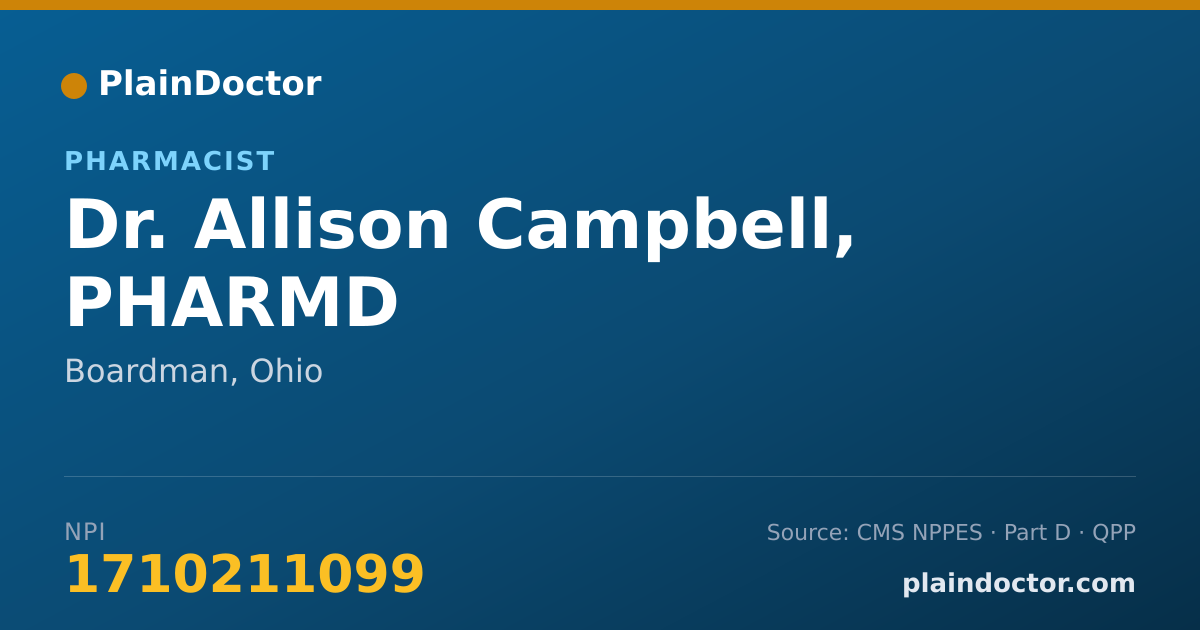 Shareable card for Allison Campbell, PHARMD - Pharmacist, Boardman, OH