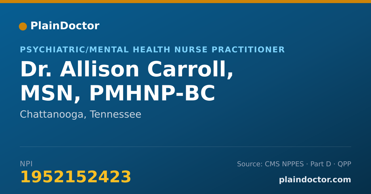 Shareable card for Allison Carroll, MSN, PMHNP-BC - Psychiatric/Mental Health Nurse Practitioner, Chattanooga, TN