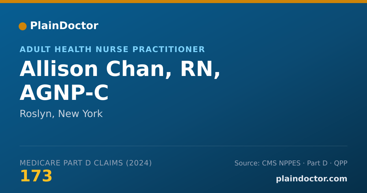 Shareable card for Allison Chan, RN, AGNP-C - Adult Health Nurse Practitioner, Roslyn, NY