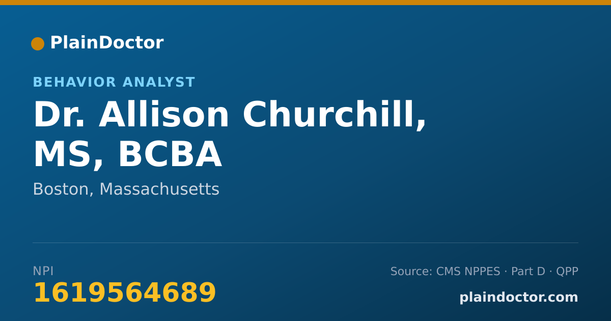 Shareable card for Allison Churchill, MS, BCBA - Behavior Analyst, Boston, MA