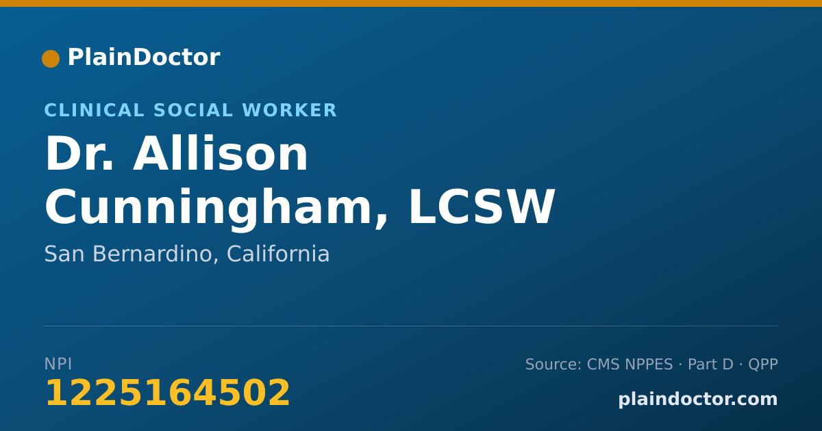 Shareable card for Allison Cunningham, LCSW - Clinical Social Worker, San Bernardino, CA