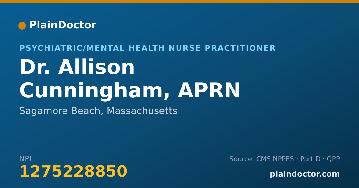 Shareable card for Allison Cunningham, APRN - Psychiatric/Mental Health Nurse Practitioner, Sagamore Beach, MA