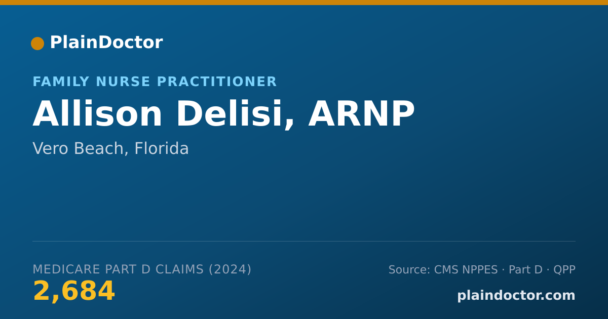 Shareable card for Allison Delisi, ARNP - Family Nurse Practitioner, Vero Beach, FL
