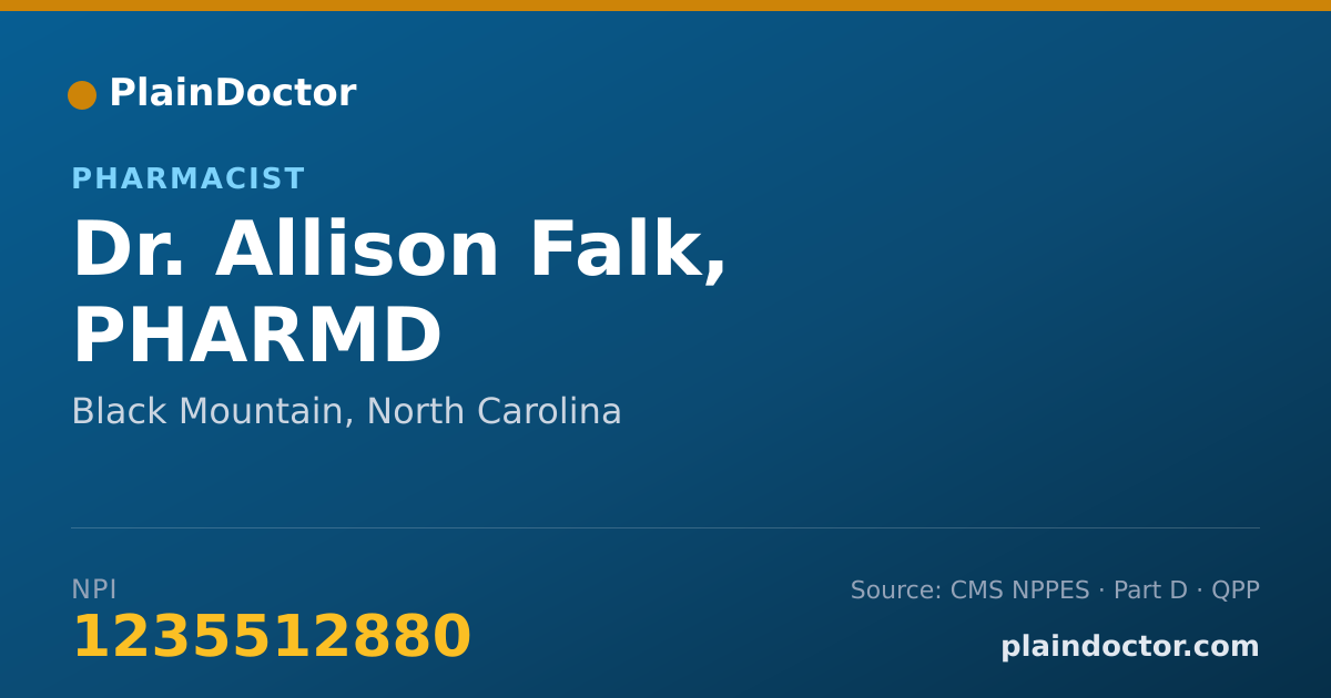 Shareable card for Allison Falk, PHARMD - Pharmacist, Black Mountain, NC