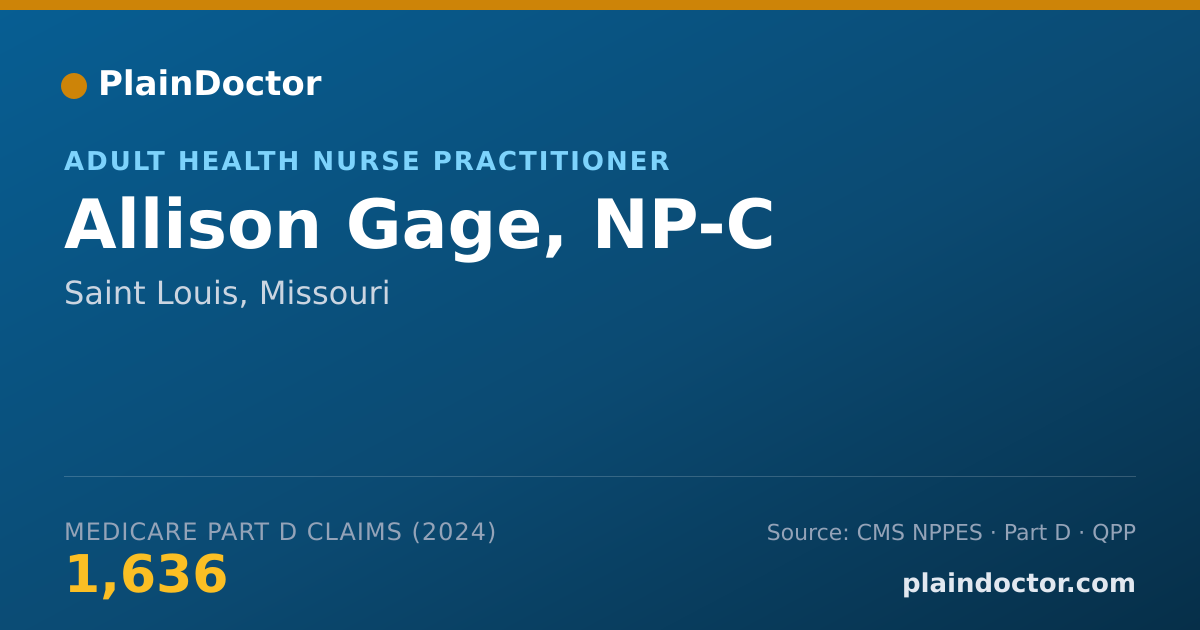 Shareable card for Allison Gage, NP-C - Adult Health Nurse Practitioner, Saint Louis, MO