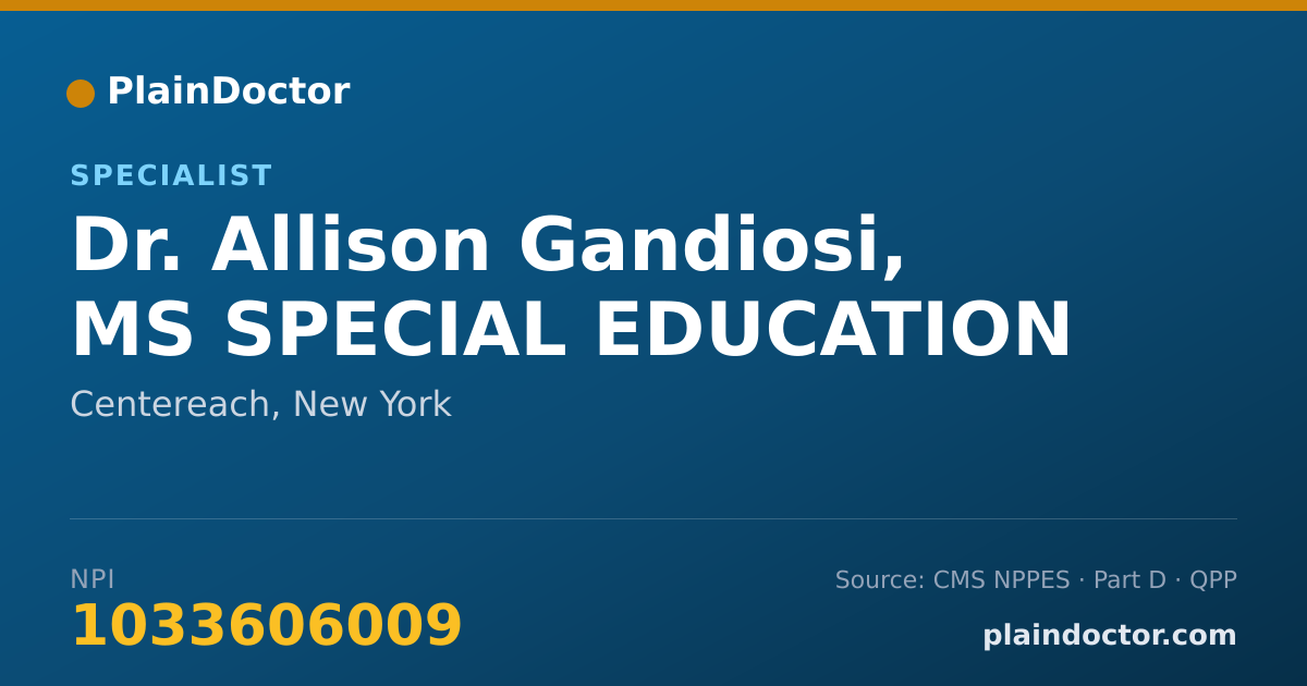 Shareable card for Allison Gandiosi, MS SPECIAL EDUCATION - Specialist, Centereach, NY
