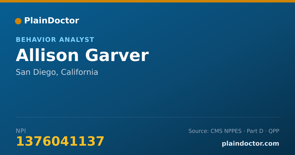 Shareable card for Allison Garver - Behavior Analyst, San Diego, CA