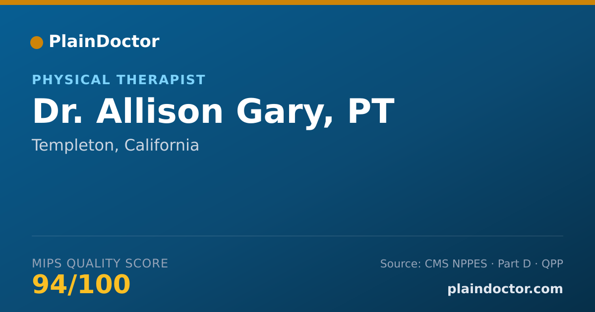 Shareable card for Allison Gary, PT - Physical Therapist, Templeton, CA