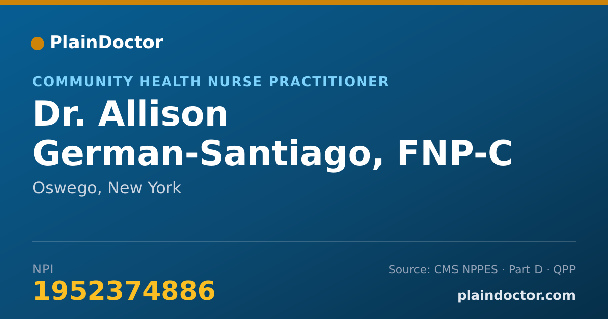 Shareable card for Allison German-Santiago, FNP-C - Community Health Nurse Practitioner, Oswego, NY