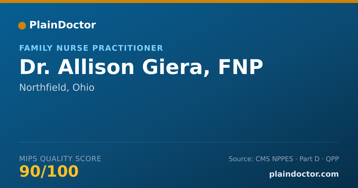 Shareable card for Allison Giera, FNP - Family Nurse Practitioner, Northfield, OH