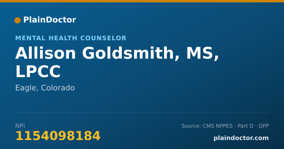 Shareable card for Allison Goldsmith, MS, LPCC - Mental Health Counselor, Eagle, CO