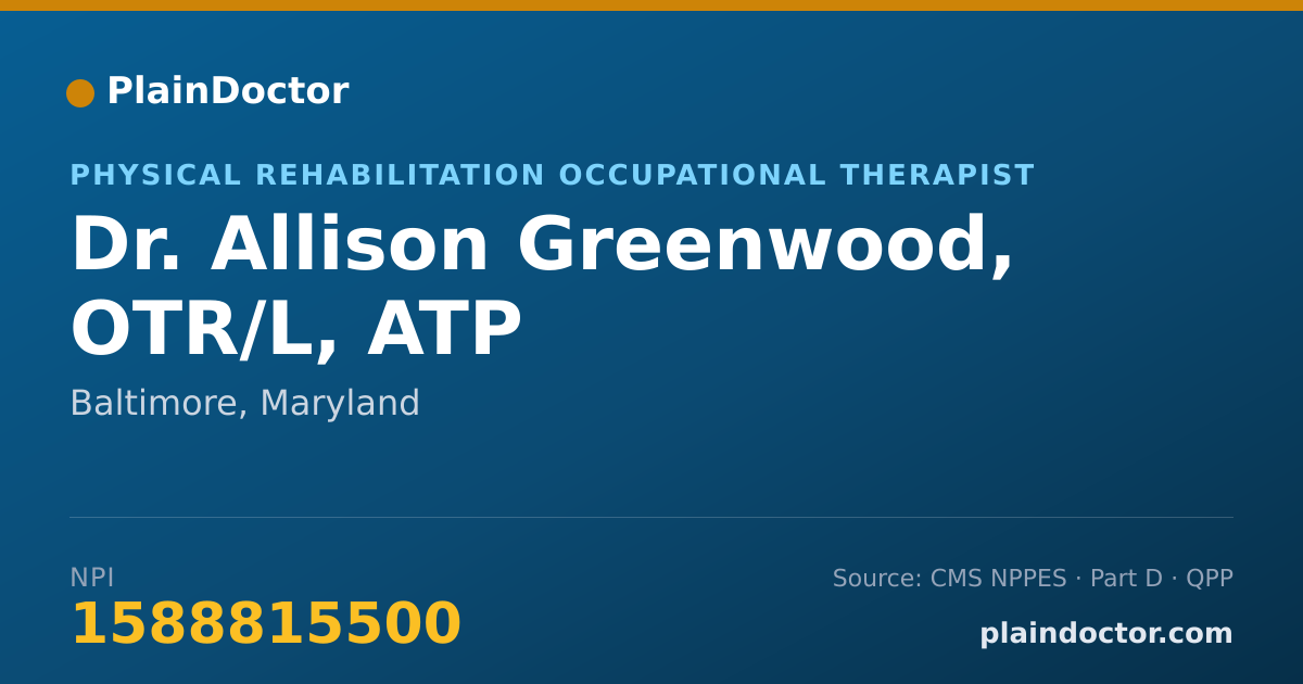 Shareable card for Allison Greenwood, OTR/L, ATP - Physical Rehabilitation Occupational Therapist, Baltimore, MD