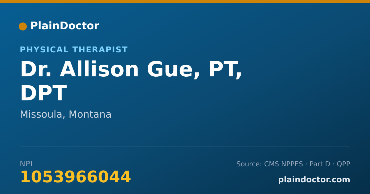 Shareable card for Allison Gue, PT, DPT - Physical Therapist, Missoula, MT
