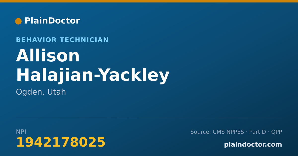 Shareable card for Allison Halajian-Yackley - Behavior Technician, Ogden, UT